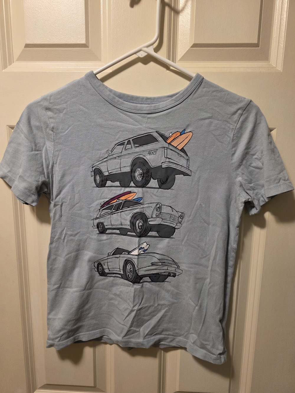 GAP Light Blue Short-Sleeve Tee with Surf Car Graphic